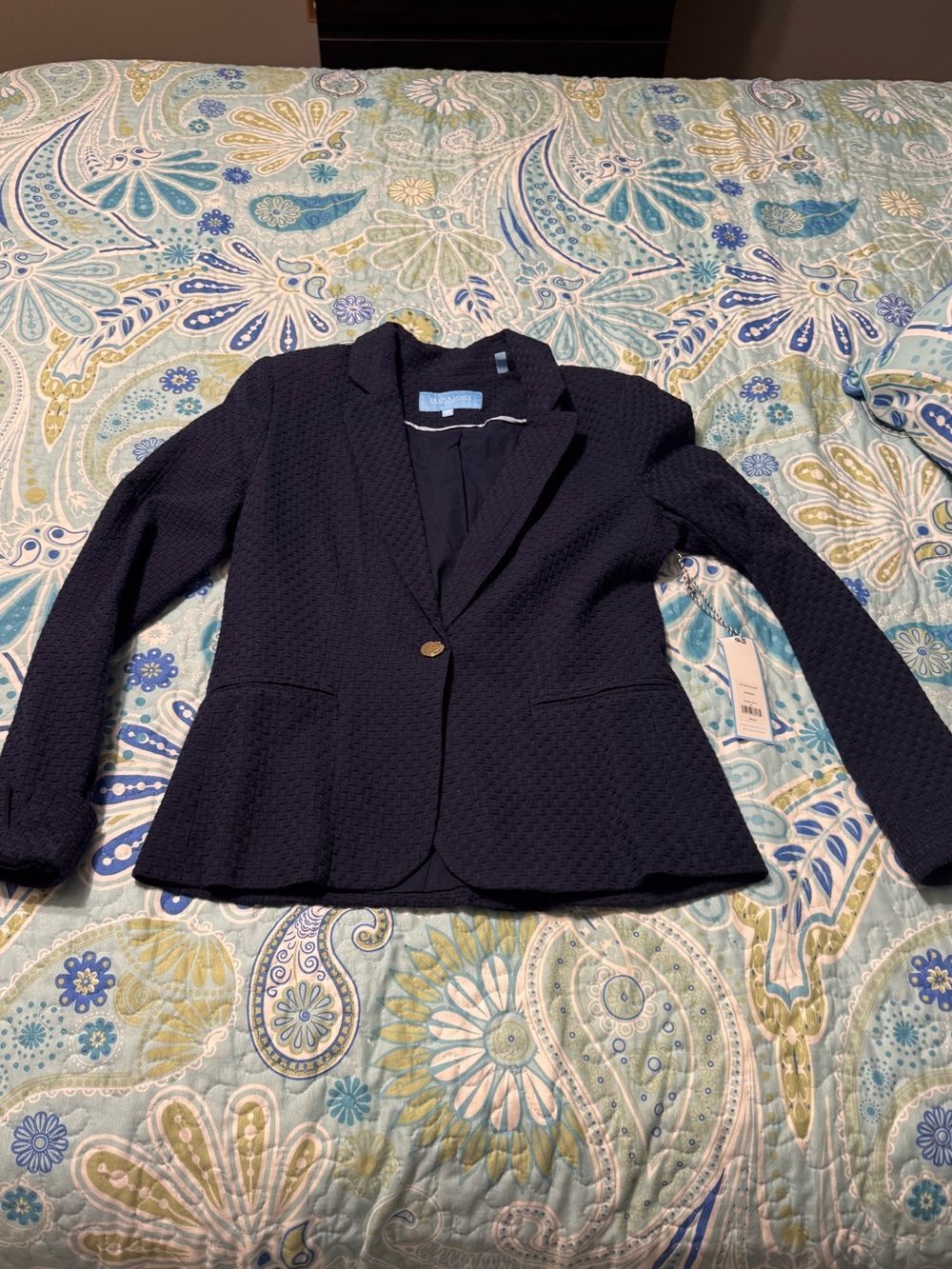 Draper James RSVP Textured Blazer in navy blue size XS
